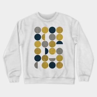 Mid Century Modern Abstract Circles Navy, Mustard, Grey Crewneck Sweatshirt